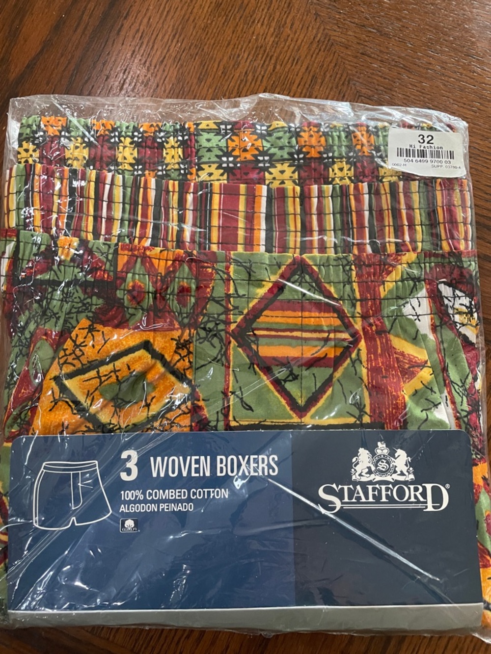 Stafford Woven Boxers - Green, Orange, Red, Yellow Tribal Set